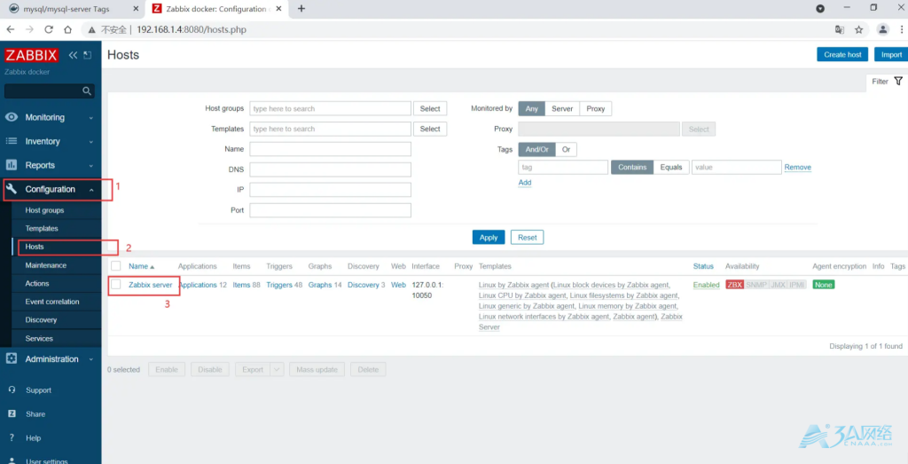 docker-compose部署zabbix