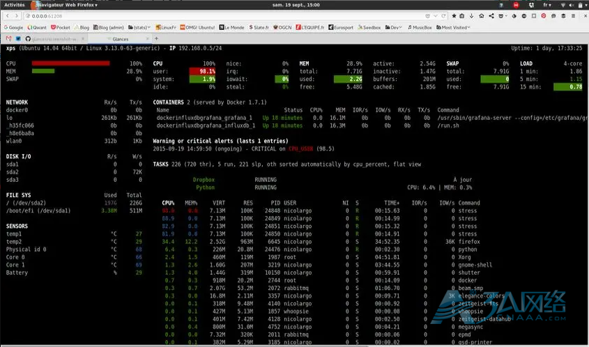系统之眼！Linux系统性能监控工具Glances