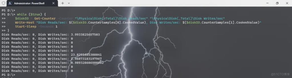 PowerShell关于磁盘IO的信息获取