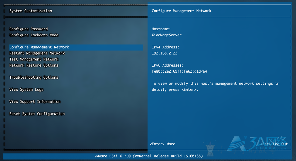 VMware-ESXI-6.7修改静态IP地址和主机名称以及许可证