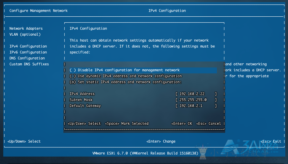 VMware-ESXI-6.7修改静态IP地址和主机名称以及许可证